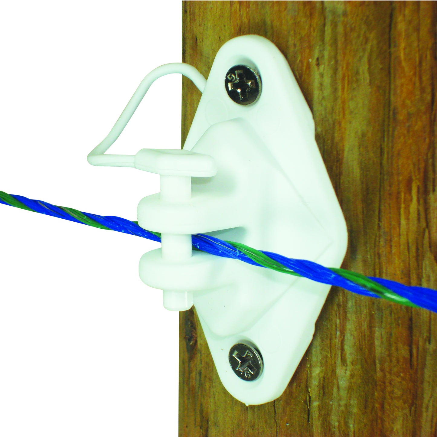 Wood Post - Pinlock Nail on Insulator - Polywire/wire - White