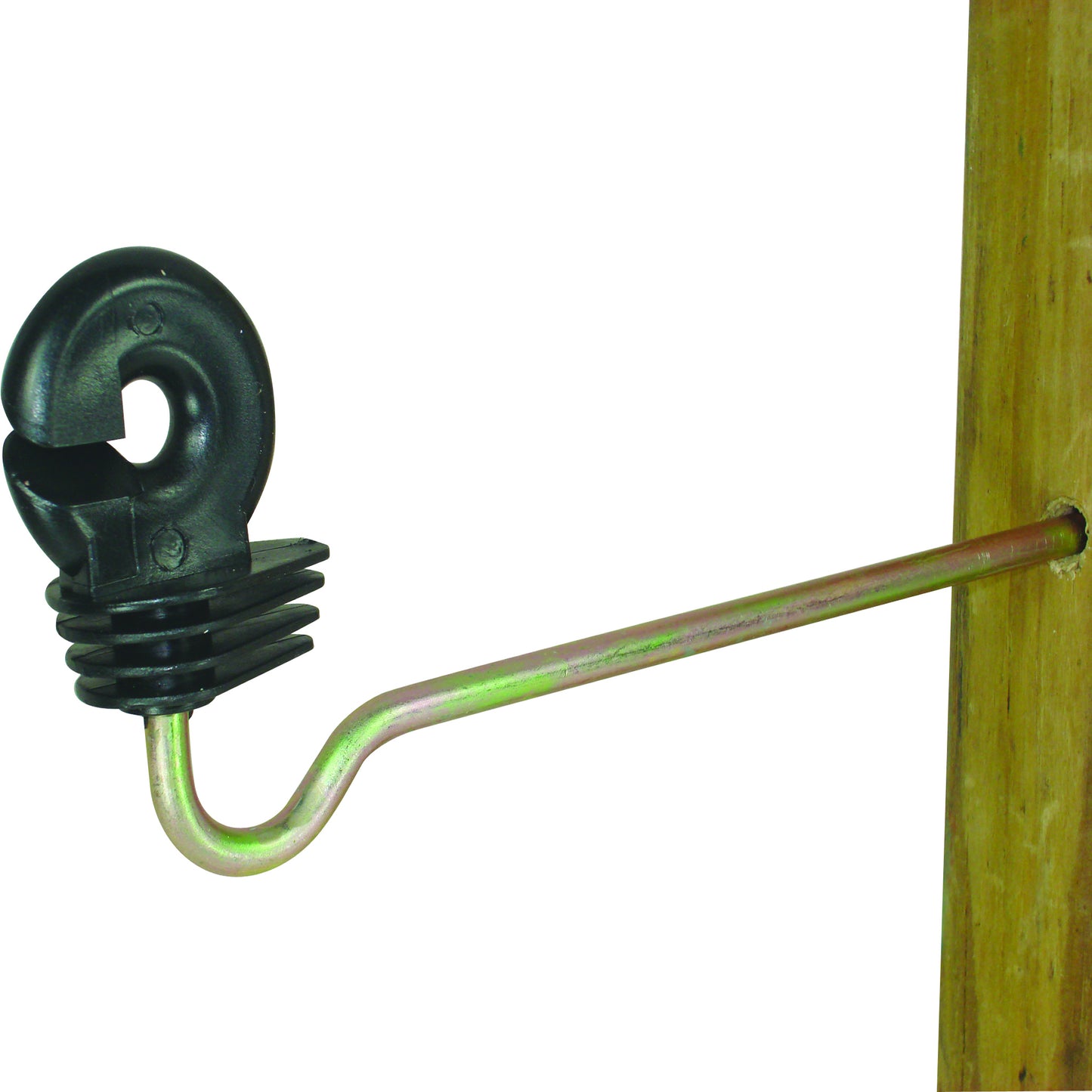 Wood Post - 8" Screw in Ring Insulator - Polyrope - Black