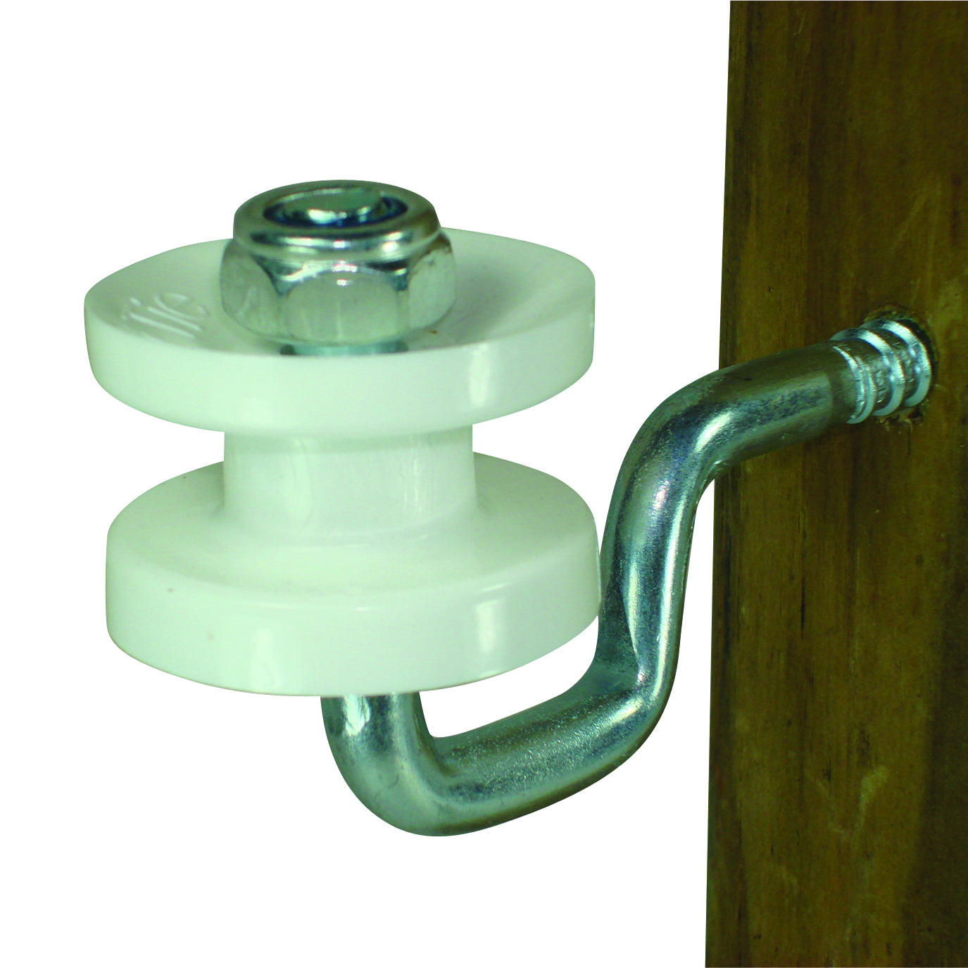 Wood Post - Screw in Corner Insulator - Polyrope - White