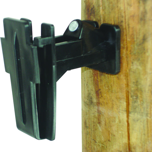 Wood Post - 2" Polytape Nail on offset Insulator - Black