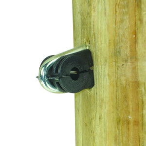 Wood Post - Staple on Clamp Insulator - Wire - Black