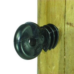 Wood Post - Screw in Ring Insulator - Polyrope - Black