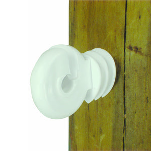 Wood Post - Screw in Ring Insulator - Polyrope - White