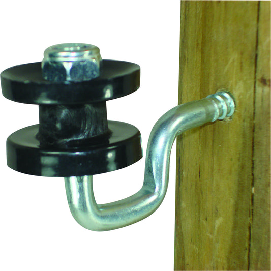 Wood Post - Screw in Corner Insulator - Polyrope - Black