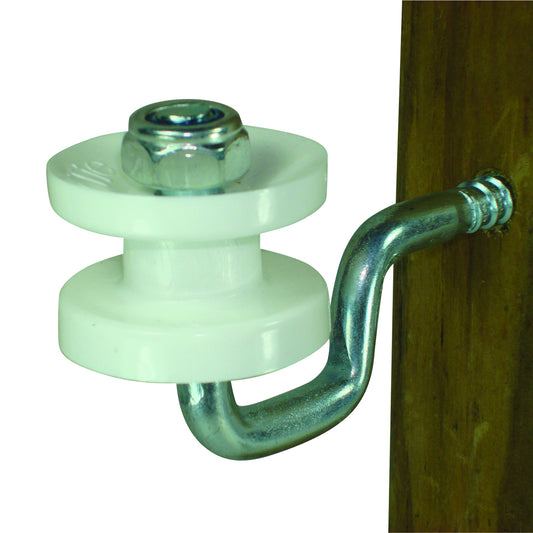 Wood Post - Screw in Corner Insulator - Polyrope - White