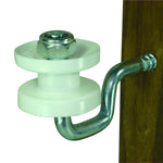 Wood Post - Screw in Corner Insulator - Polyrope - White